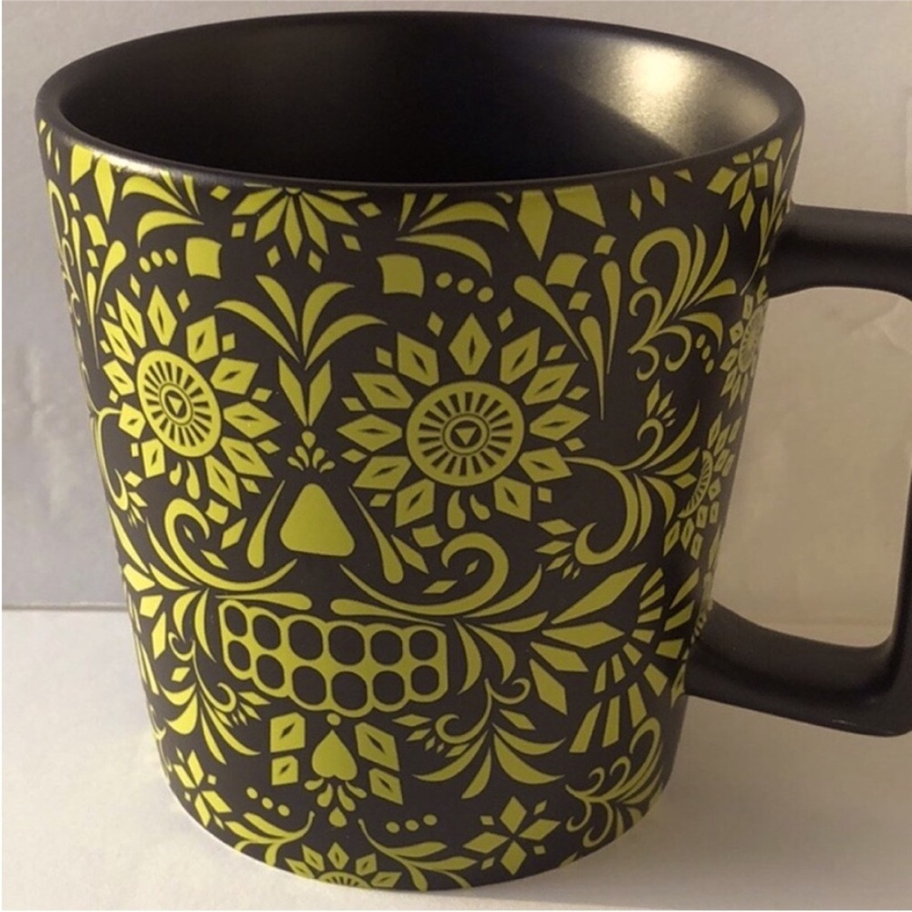 Starbucks Black and Lime Green Sugar Skull Mug